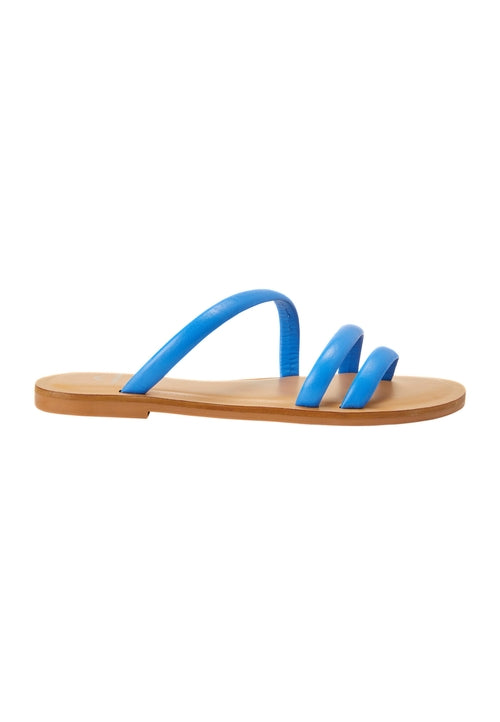 Green Calf Leather Flat Sandals – Women’s Minimalist Three-Strap Slide