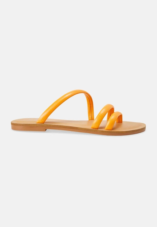 Green Calf Leather Flat Sandals – Women’s Minimalist Three-Strap Slide