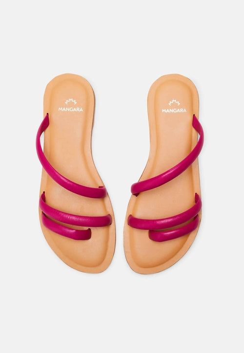 Green Calf Leather Flat Sandals – Women’s Minimalist Three-Strap Slide