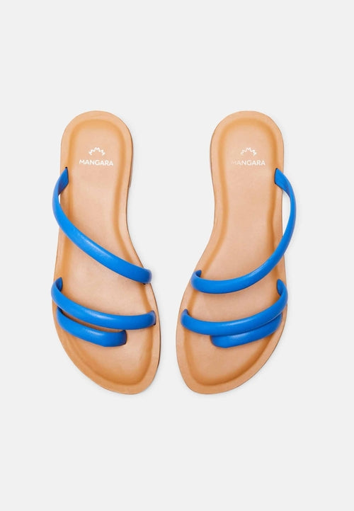 Green Calf Leather Flat Sandals – Women’s Minimalist Three-Strap Slide