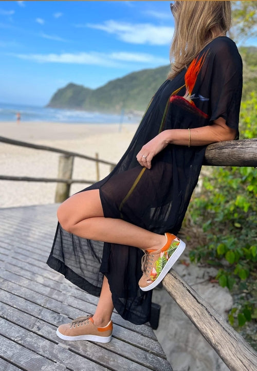 Floral Embroidered Suede Sneakers for Women